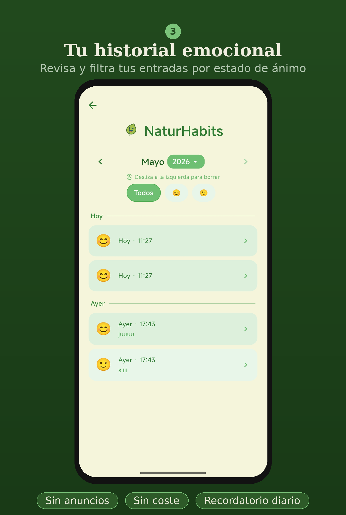 Pantalla de NaturHabits